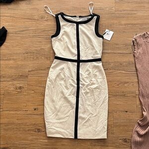 Calvin Klein Black and Cream Mini Dress